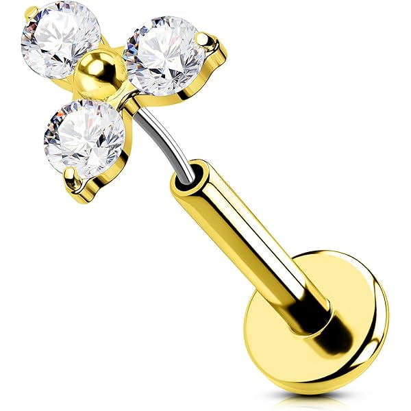 OUFER 16G Hangende Interne Gebogen Barbell Roestvrij Staal 316L Omgekeerde Wenkbrauw Bar Rook Daith Helix Piercing Sieraden Oorbel 8mm Heldere CZ Conch Ring Tragus Wenkbrauw voor Vrouwen, 16G8mm