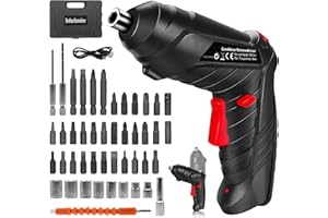 MQUPIN Electric Drill Screwdriver, 49 in 1 Portable Cordless Screwdriver Set Rotated 90 Degrees Electric Screwdrivers Cordless Handle with Led Worklight and Charger for Home Office DIY Tools