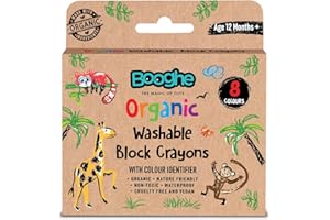 Booghe Washable Crayons, Easy to Hold Organic Toddler block Crayons,Non Toxic,Nature Friendly,Safe for Kids,Ideal for Kids Aged 12 Plus Months,(Pack of 8)