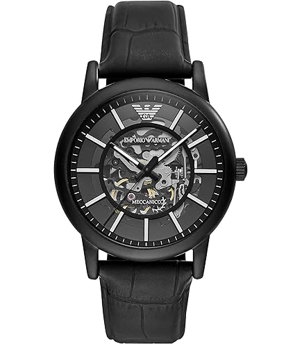 Emporio Armani Leather Analog Blue Dial Men Watch-Ar11516, Black
