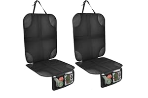 AiQInu Protector Asiento Coche, 2 Piezas Impermeable Antideslizante Compatible Isofix Protector de Asiento de Coche de Niño con 2 Bolsillos de Almacenaje para Asiento de Coche de Cuero y Tela