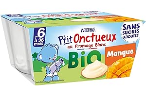 Nestlé Bébé - P'Tit Onctueux Bio - Mangue - Laitage dès 6 Mois - 4X90g