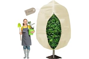 Lohofrnny Żagiel zimujący z rośliną zewnętrzną, 120 x 180 cm, 80 g/m², pokrowiec zimowy ze sznurkiem, pokrowiec zimowy do roślin zewnętrznych wielokrotnego użytku (280 x 300 cm) x 2 szt