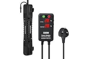 SZELAM Aquarium Heater with External Temperature Sensor Probe 500W Fish Tank Heater with External Temperature Controller & Dual LED Digital Temp Displays, Auto Power Off and Overheat Protection