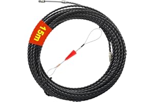 AKUOLY Sonda Tiracavi di Poliestere 15m, Fish Tape Kit di Strumenti per l’installazione di Cavi, Diametro 6mm, con Molla di Guida