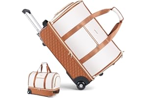 Lekespring Sac à Vêtements avec roulettes, Valise à roulettes pour Femme, Sac de Voyage et de Business, Sac Porte-Costume à roulettes, Beige