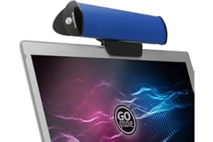 GOgroove SonaVERSE Haut-Parleurs PC USB pour Ordinateur Portable - Mini Barre De Son PC Portable par USB avec Haut-Parleur Externe Portable À Clipser pour Moniteur, Un Câble pour Entrée Audio (Bleu)