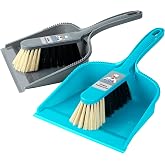 MR.SIGA Brush and Dustpan Set, 2 Units, Blue and Grey | Hand Dustpan and Brush Set, Small Broom and Dustpan Set