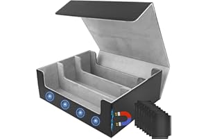 PRZRAO Scatola Porta Carte Lunga, Scatole Porta Carte Collezionabili, Magnetic Scatola di Carte da Collezione per 1800+ MTG Carte, Magnetica Deck Box con 8 Divisori per Carte Collezionabili da Gioco Magic
