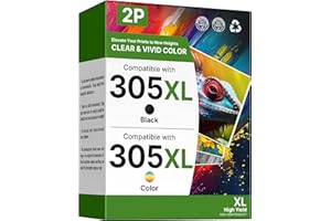 NewLift 305 305 XL Druckerpatronen für HP 305XL Kompatibel mit HP Deskjet 2820e Patronen 4220e 2810e 2720e 2800e für Envy 6000 6020e 6032e 6420e 6032e 6020(Schwarz, Farbe 2-Pack)