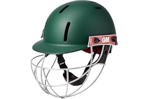Gunn & Moore GM Purist GEO II Cricket Batting Helmet, BSI Approved, Geodesic Ultra-Strong Grille, Green, Junior 540 - 590 mm