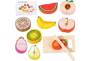 Aevorant Kinderküche Zubehör - Spielküche Zubehör丨Küchenzubehör Kinder Holz, Holzobst zum Schneiden Spielzeug, Holzspielzeug für Mädchen und Jungen ab 2 3 Jahren