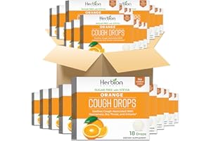 Herbion Naturals pastylki na kaszel o naturalnym pomarańczowym smaku, bez cukru ze Stewią, Suplement diety, łagodzi kaszel, 18 pastylek do ssania (opakowanie 48 sztuk)