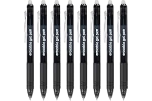 SMOOTHERPRO 8 Pezzi Penne Cancellabili, Nero Penna Gel Cancellabile, 0,7 mm Punta Fine per articoli scolastici, forniture per ufficio, studenti (KC8BK)