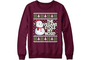 Purple Print House Vegan Snowman Christmas Sweater Mens The Vegans Stole My Nose Christmas Jumper Vegetarian