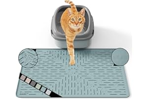 OHMO Tappetino per lettiera per gatti, in silicone di alta qualità, 60 x 40 cm, impermeabile e senza BPA, facile da pulire e mantiene il pavimento in ordine (azzurro)
