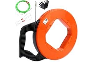 AISNY Sonda Passacavi, 50m 4,5mm Sonda Passacavi Professionale Sonda Elettricista Sonda Tiracavi con Passacavi e 2 Molla Di Guida Molla Elettricista Estrattore Cavi per Cavi Elettrici