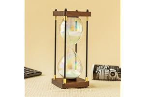 BVKOTENT Clessidra grande, 60 minuti, decorazione in vetro arcobaleno, clessidra, regalo per casa, scrivania, ufficio, decorazione di nozze (bianco)