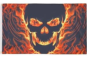 AZ FLAG - Flagge Totenkopf Mit Feuer - 150x90 cm - Pirat Fahne 100% Polyester mit Messing-Ösen - 110g