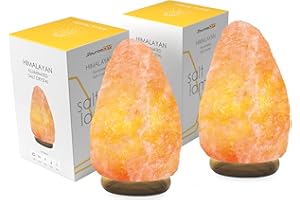 SourceDIY 3-5 KG (Twin Pack) Salt Lamp- Pink Himalayan Crystal Light Home Décor Accessory with Button Control and British Style Electric Plug Fine Quality Relaxation Gifts for Women & Men