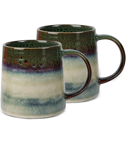 PintoCer Steinzeug-Tassen – 2er Set, Handgefertigte Keramikbecher Mit Henkel, Ideal Für Kaffee, Tee & Mehr