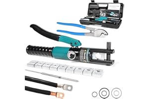 LSOAR 10-Ton Hydraulic Crimping Tool Kit with Cable Cutter & 9 Dies for 12 AWG to 2/0 AWG Battery Cables and 1/16" 1/8" 3/16" Stainless Steel Cable Railing Wire Rope Terminal Crimper