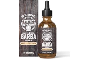 Viking Revolution - Aceite Para Barba - Completamente Natural Con Aceite Organico De Argan Y Jojoba - Suaviza Y Fortalece La Barba Y El Bigote - Aceite Hombre - Vainilla Especiada - 30 ml