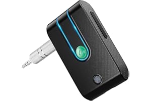 LENCENT Ricevitore Auto BT5.0, Adattatore Blue-tooth con Microfono Integrato, Chiamate in Vivavoce, Cancellazione del Rumore, Bluetooth Auto AUX 3.5 mm a Bassa Latenza per Auto TV Domestica Audio