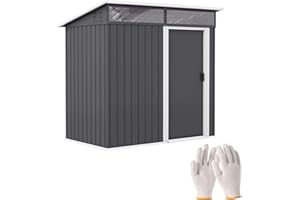 Outsunny Caseta de Jardín Exterior 1,9m² 195x122x182 cm Cobertizo de Jardín Exterior con Base Refuerzo (Suelo NO Incluido) Puerta Corredera Ventanas Cobertizo para Terraza Patio Gris Oscuro