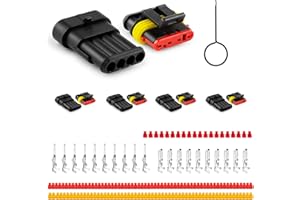 JRready ST6481-04-04 Jeu de connecteurs automobiles étanches, connecteurs mâles et femelles à 4 broches pour le câblage des voitures, camions, motos, bateaux, 18-16AWG, 4 jeux