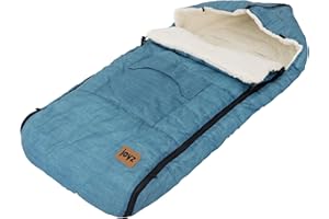 Joyz Chancelière pour Bébé, Polyester, Bleu Jeans, Sac de Couchage Universelle, Fermeture Éclair, Résistante aux Intempéries, Picots Antidérapants, Couverture Douillette d'Hiver, Poussette/Siège Auto