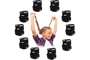 Amabro 300 szt. czarnych pomponów do włosów, 2 mm elastyczne opaski do włosów, małe mini opaski do włosów, bez uszkodzeń, kucyk, opaski do włosów, elastyczna linka do włosów dla kobiet i dziewcząt