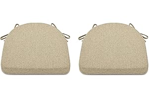 TANYOO 2er Set Sitzkissen Stuhl Waschbares Stuhlkissen mit Bindeband 43 * 41cm Rutschfestes Sitzpolster halbrund geeignet für Gartenstuhl, Esszimmerstuhl oder Bürostuhl (Dunkelbeige)