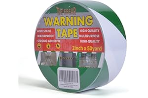 TAPEBEAR Hazard Caution Tape, Self Adhesive Warning Tape for Steps, High Visibility White Green Tape for Outdoor Construction Warning, Crime Scene Barrier, Danger Zone, 2inch X 50yard