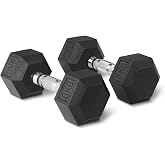 Amazon Basics Rubber Encased Hex Dumbbell Weights Set