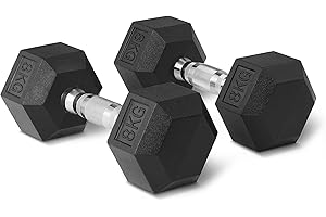 Amazon Basics Rubber Encased Hex Dumbbell Weights Set