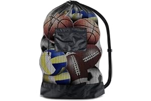 TYRZOL Extra Large Mesh Drawstring Bags: Sports Kit and Training Equipment - Bag for Rugby, Volleyball, Football - Adjustable Shoulder Strap