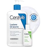CeraVe Hydrating Body and Body Balm for Dry Skin with Hyaluronic Acid 16 fl oz + Moisturizing Facial Cleanser for Normal and