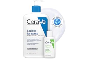 CeraVe Zestaw do ciała i podróży, nawilżający balsam do twarzy i ciała, do skóry suchej, z kwasem hialuronowym 473 ml + nawilżający środek do mycia twarzy, do skóry normalnej i suchej, 20 ml
