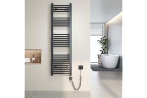 Heilmetz Scaldasalviette elettrico antracite 140x40 cm,Radiatore elettrico con termostato digitale e funzione Timer per asciugamani,Asciugatore elettrico per asciugamani,500 W