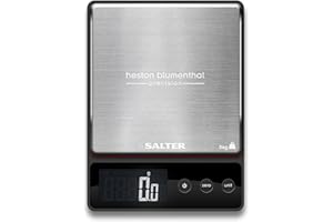 Heston Blumenthal Precision by Salter Digital Kitchen Scales - Premium Compact Baking/Cooking Scale, For Weighing Food/Coffee and Liquid, 0.5 g Increments, Slim, Stainless Steel/Black