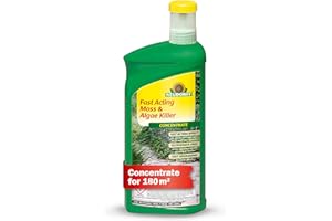 Neudorff Fast Acting Algae and Moss Killer Concentrate, 1 L, Liquid Moss Control Patio, Algae Remover Patio, Moss Killer Driveway, Decking Cleaner, Paving Slab Cleaner