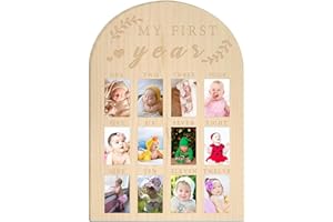 Fukamou Baby Bilderrahmen Mein Erstes Jahr, First Year, Monatsbilderrahmen, Meilensteintafel Für 12 Fotos Fotocollage Erinnerungs Rahme Baby Geburtsgeschenk.