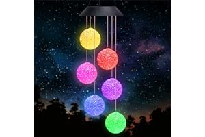 Januts Carillón de Viento Solar Campanilla Viento Cambio de Color Guirnalda Luces Solar Impermeables Colgante Decoración Luces Led Exterior Jardin Interiores Exteriores Patio, Bola