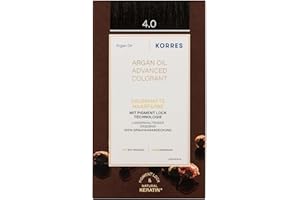 KORRES Argan Oil Colorant - tinte sin amoniaco con aceite de argán orgánico castaño medio 4.0 - 100% cobertura de canas & vegano para un resultado de color duradero