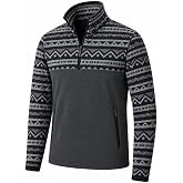 Ghassy Co. Erkek Etnik Desenli 1/4 Zip Yarım Fermuarlı Cepli Polar Outdoor G&uuml;nl&uuml;k Kullanım