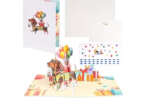 SOPHISTICATE Carte d'Anniversaire 3D Pop-up pour Chien, Carte Interactive Drôle avec Enveloppe,carte Pop-up pour Chien,Geeignet als Geburtstags- und Partygeschenke für Familie und Freunde