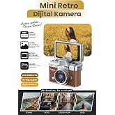 Mini Dijital Kamera Anahtarlık Kamera 1080P Ekranlı Flaşlı Selfie Video Vlog Kamerası - Kahverengi