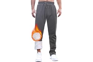 Tolaler Męskie spodnie do biegania, wyściełane, ciepłe i wygodne, spodnie rekreacyjne, regulowane, przytulne, ze sznurkiem i kieszeniami