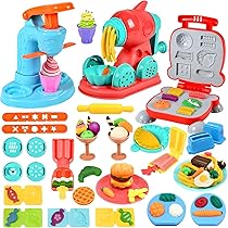 Juego De Plastilina 2 En 1 Con Máquina De Helados Y Pasta – 37 Piezas Para Niños De 3 Años En Adelante (Incluye 9 Botes De Plastilina)